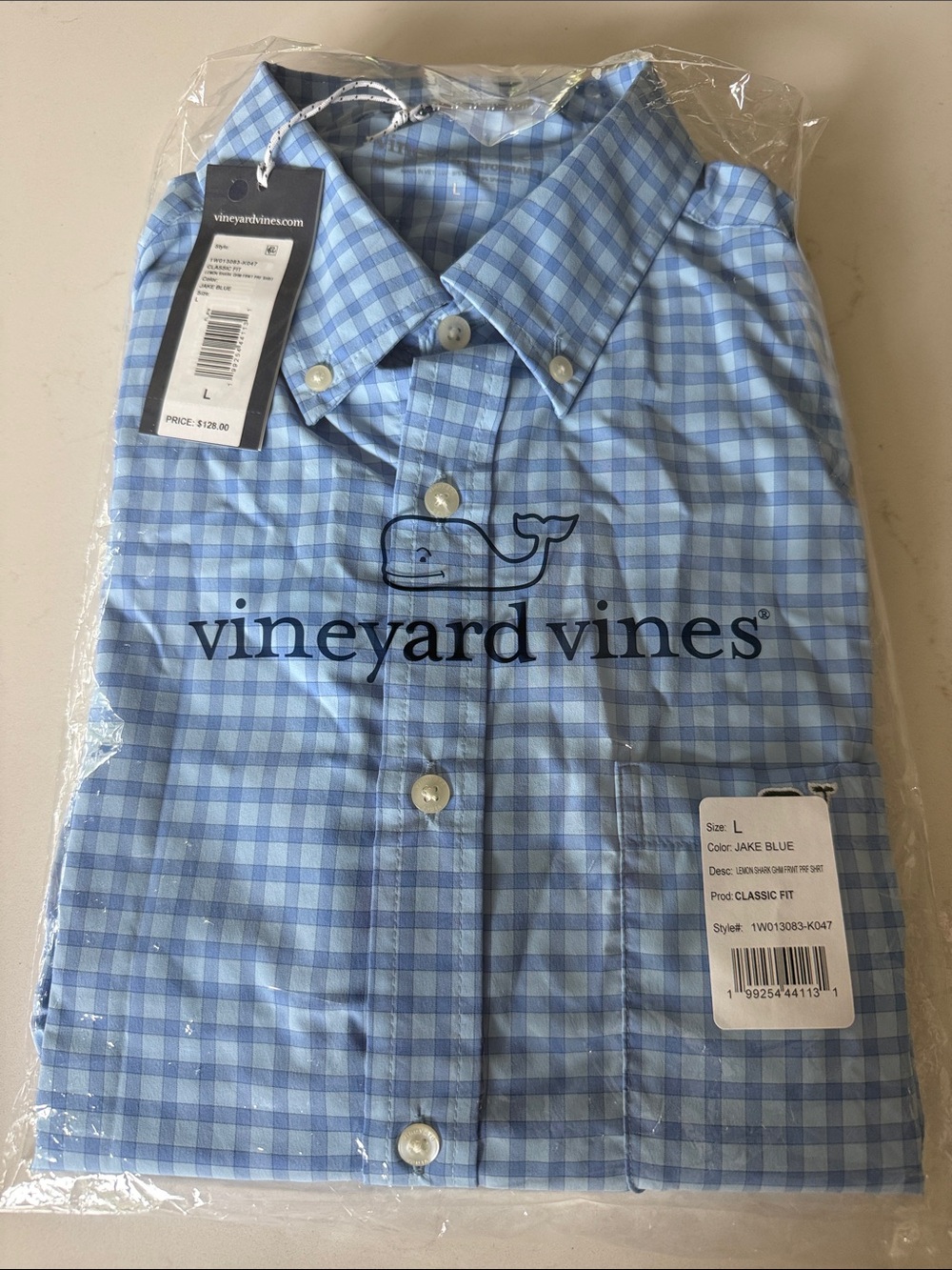 NWT Vineyard Vines performance, lemon, shark gingham, featherweight shirt